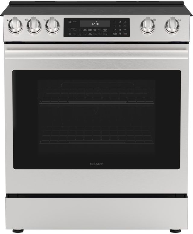 Sharp 30" Stainless Steel Slide-In Electric Range with True European Convection-0
