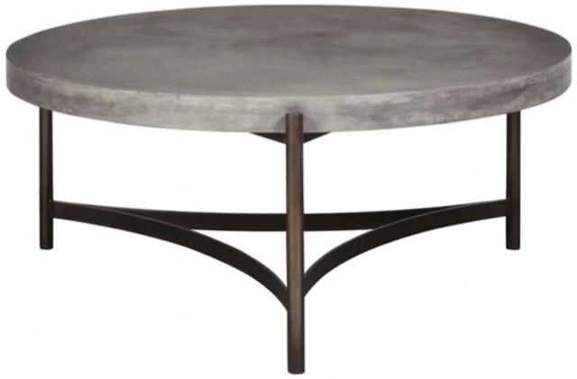 Modus Furniture Lyon Natural Coffee Table with Brushed Bronze Base-0