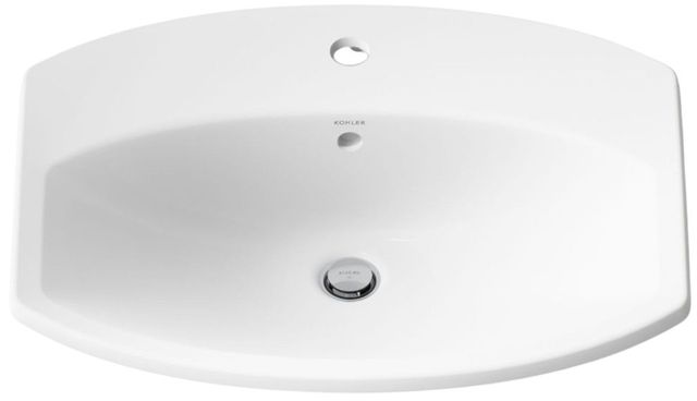 Kohler Cimarron® White 22.75" Single Faucet Hole Rectangle Drop-In Bathroom Sink-4