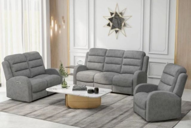 Emerald Home Harvey Gray Power Recliner with Power Headrest-1