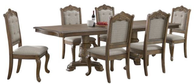 Elements International Madison Park 7-Piece Beige/Walnut Dining Set -0