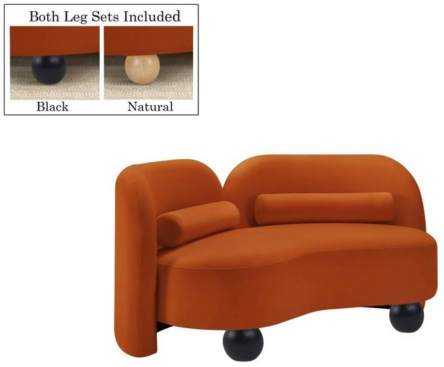 Meridian Furniture Daphne Cognac 64" Velvet Loveseat-1
