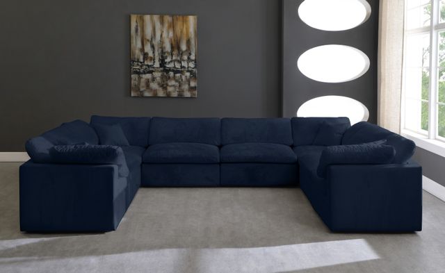 Meridian Furniture Cozy 8-Piece Navy Velvet Cloud Modular Sectional-2