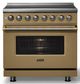 Viking® 5 Series 36" Golden Hour Pro Style Induction Range with Brushed Brass Trim-3