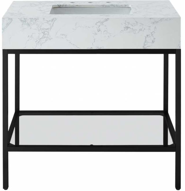 Meridian Furniture Marmo White/Matte Black 36" Bathroom Vanity-1