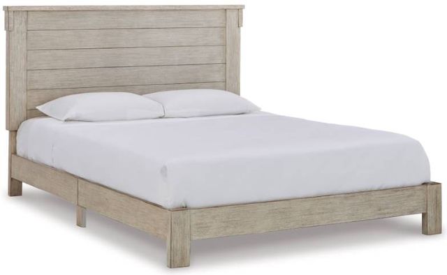 Signature Design by Ashley® Hollentown 5-Piece Whitewash Queen Panel Bed Set-1