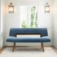 Armen Living Channell Blue/Walnut Upholstered Dining Bench-1