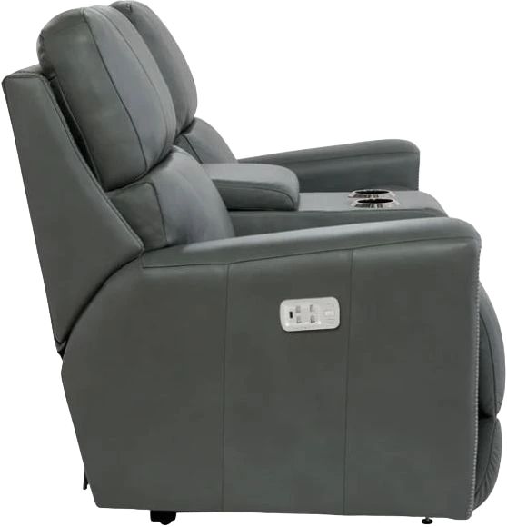 La-Z-Boy® Apollo Blue Grey Leather Power Reclining Loveseat with Console, Headrest, and Lumbar-4