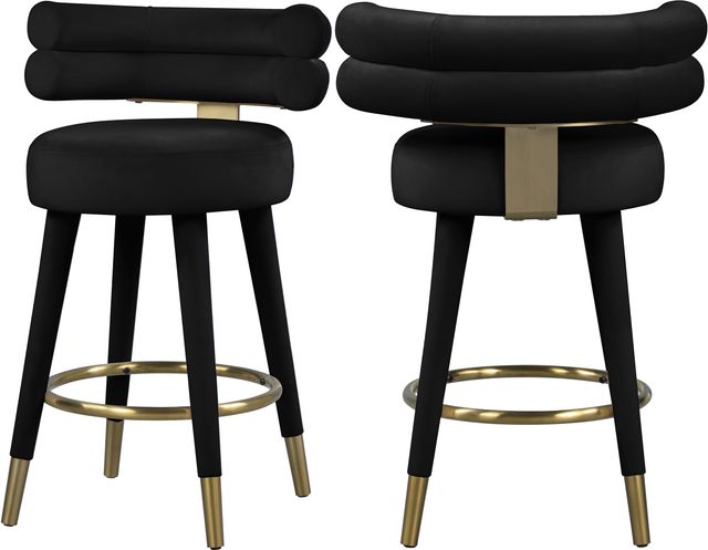 Meridian Furniture Fitzroy 2-Piece Black Velvet Counter Stools-0