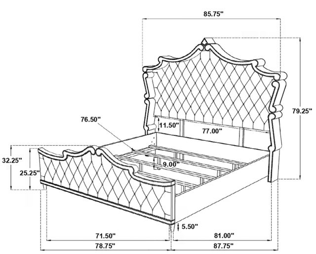 Coaster® Antonella 4-Piece Camel/Ivory King Panel Bedroom Set-2