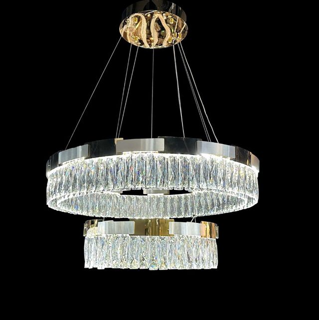 Michael Amini® Nova 2-Piece Clear Round LED Chandelier Set-1