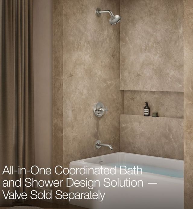 KOHLER® Purist® Rite-Temp® Vibrant Polished Nickel 2.5 GPM Bath and Shower Trim Kit with Push-Button Diverter and Cross Handle-3