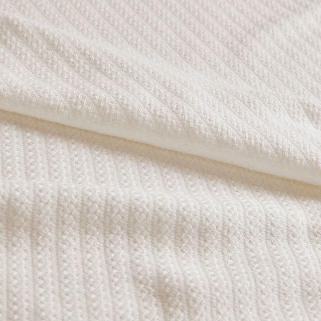Olliix by Madison Park Liquid Cotton Ivory Full/Queen Blanket-1