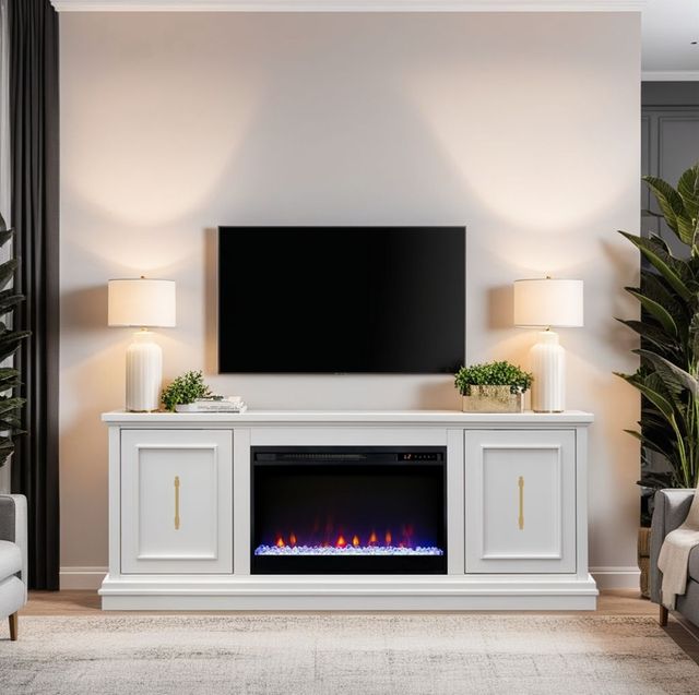 Legends Home Jordan White 65" Fireplace Console-1