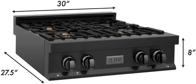 ZLINE 30" Black Stainless Steel Gas Rangetop-3