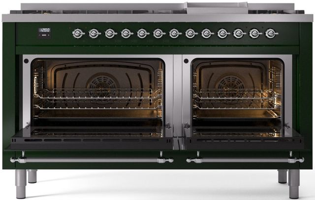 Ilve® Nostalgie II Series 60" Emerald Green Pro Style Dual Fuel Range-1