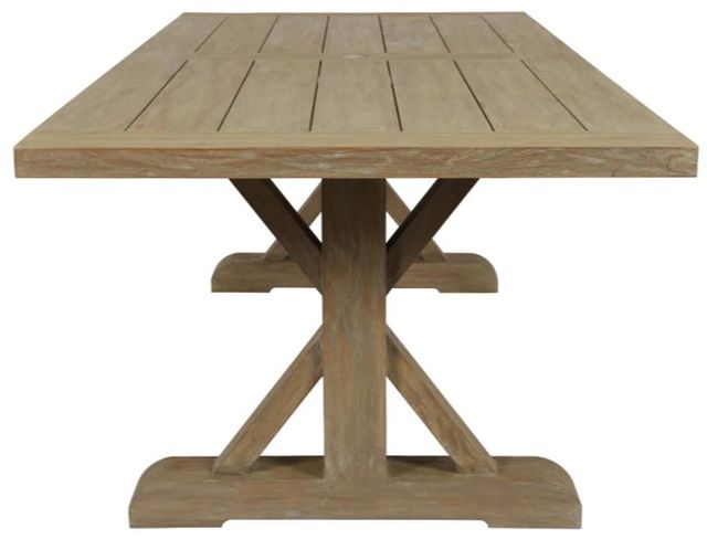 Sunset West Coastal Warm Gray Wooden Rectangular Outdoor Trestle Dining Table-2