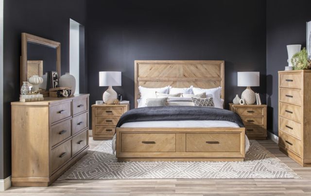 Legacy Classic Torrance Aged Driftwood Queen Panel Storage Bed-1