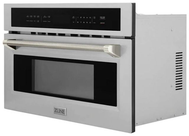 ZLINE Autograph Edition 30" 1.6 Cu. Ft. Stainless Steel Built-in Convection Microwave Oven with Polished Nickel Helix Handle-2