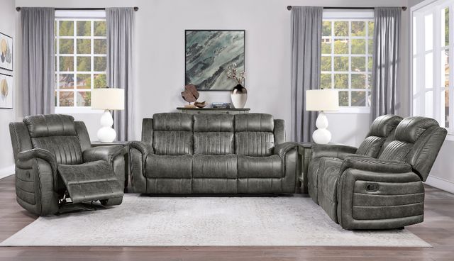 Homelegance® Madrona Hill Gray Manual Reclining Loveseat-1