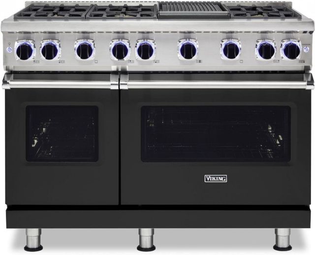 Viking® 7 Series 48" Cast Black Pro Style Liquid Propane Gas Range with 12" Reversible Griddle