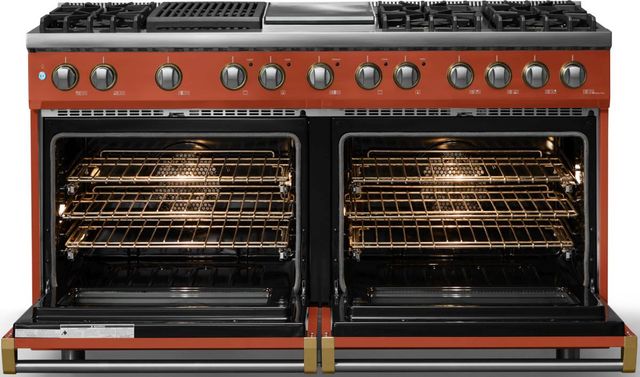 Viking® 5 Series 60" Spiced Cider Pro Style Dual Fuel (NG) Range with Brushed Brass Trim-1
