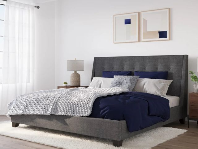 Modus Furniture Madera Dark Charcoal Queen Upholstered Platform Bed-1