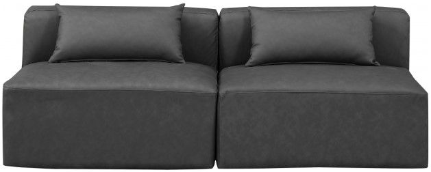 Meridian Furniture Cube 2-Piece Gray Vegan Leather Armless Sofa-1