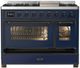 Ilve® Majestic III 48" Midnight Blue Pro Style Dual Fuel Liquid Propane Range with Triple Glass Door and Burnished Trim-1