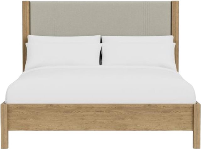 Riverside Furniture Davie Gray/Pale Oak King Upholstered Panel Bed-1