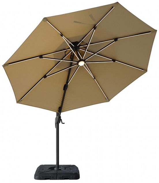 Furniture of America® Fera Beige Aluminum/Polyester Outdoor Umbrella with Large Base-1