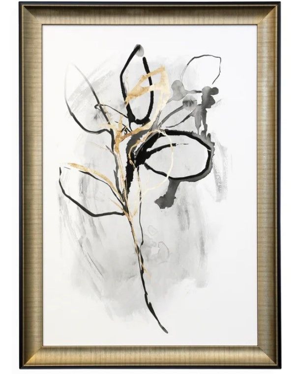 Stylecraft All the Leaves Are Gold Black/Light Gray/White Wall Art-0