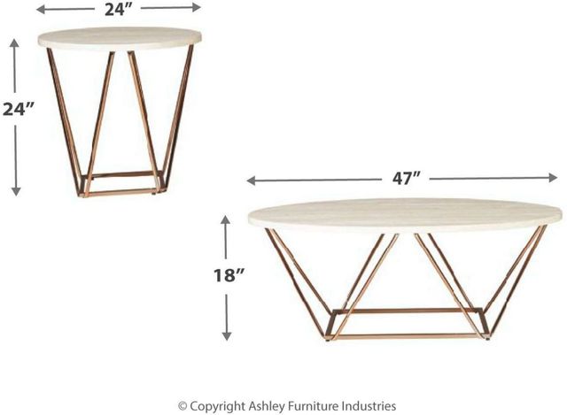 Signature Design by Ashley® Tarica 3-Piece Beige/Light Goldtone Occasional Table Set-2