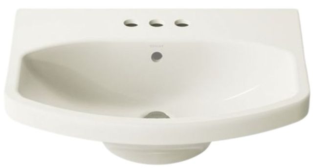 Kohler Cimarron® Biscuit 22.75" Centerset Faucet Holes Rectangular Pedestal Bathroom Sink-3