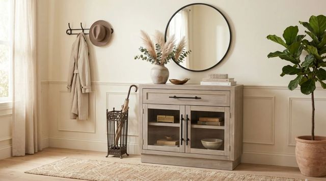 Sunny Designs™ Mia Wheat 2-Door Glass Cabinet-1