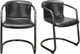 Moe's Home Collection Freeman 2-Piece Onyx Black Leather Dining Arm Chair Set-3