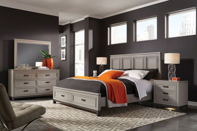 Aspenhome® Hyde Park Gray Paint Queen Panel Headboard-2