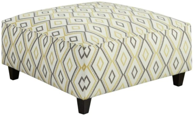 Fusion Furniture Maxwell Gray Doozie Dijon Gray/White/Yellow Cocktail Ottoman-0