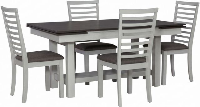 Liberty Furniture Brook Bay 5-Piece Carbon Gray/Textured White Trestle Dining Set-0