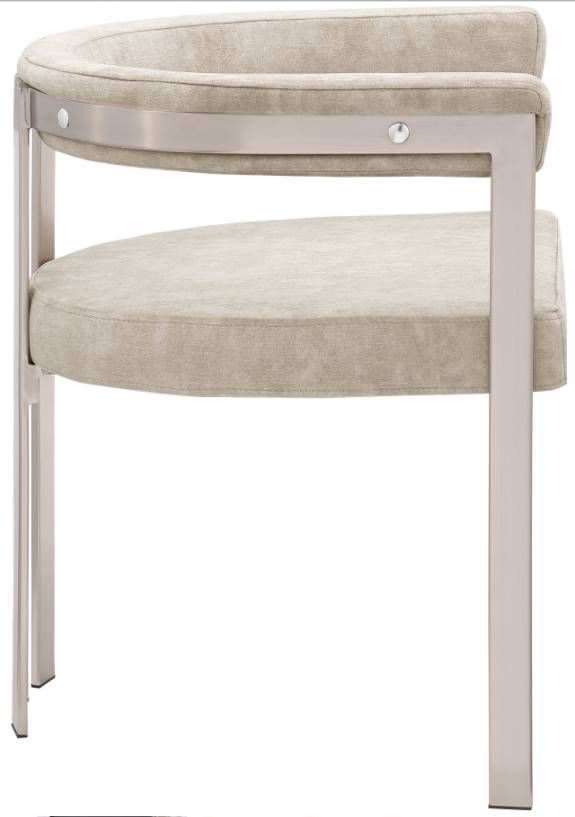 Meridian Furniture Marcello Beige/Brushed Chrome Velvet Dining Chair-3