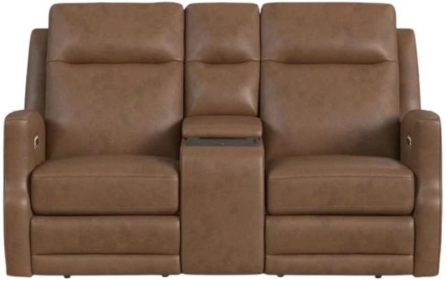 Flexsteel® Maxwell Cedar Leather Power Reclining Loveseat with Console-2