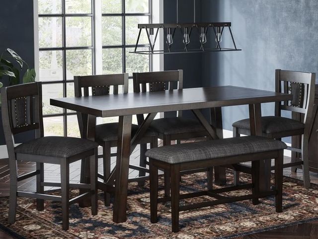 Jofran Inc. American Rustics Black/Brown Upholstered Slatback Counter Stool-1
