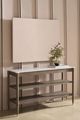 Fairfield® Freya Brown Laminate Console Table with White Stone Top-1