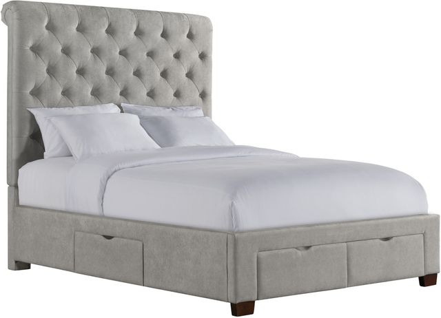 Elements International Waldorf Gray Queen Upholstered Storage Bed-0