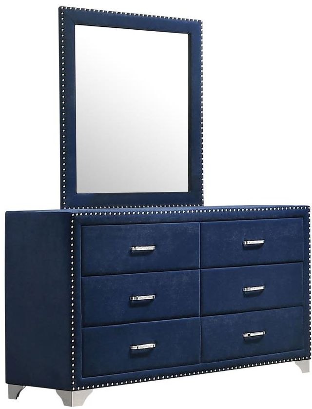 Coaster® Melody Pacific Blue 6-Drawer Upholstered Dresser and Mirror-0