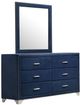 Coaster® Melody Pacific Blue 6-Drawer Upholstered Dresser and Mirror-0
