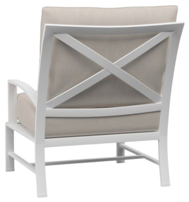 Sunset West Bristol Satin White Aluminum Outdoor Club Chair with Canvas Flax Cushion-2
