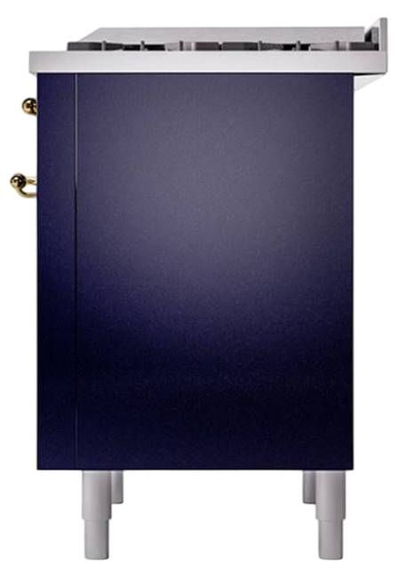 Ilve® Nostalgie II Noblesse 36'' Midnight Blue Pro Style Dual Fuel Range with Brass Trim-3