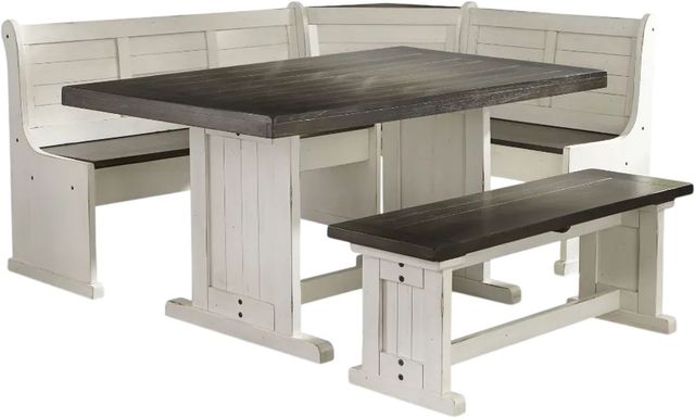 Sunny Designs™ Carriage House 4-Piece Cottage White/European Dark Breakfast Nook Set-0