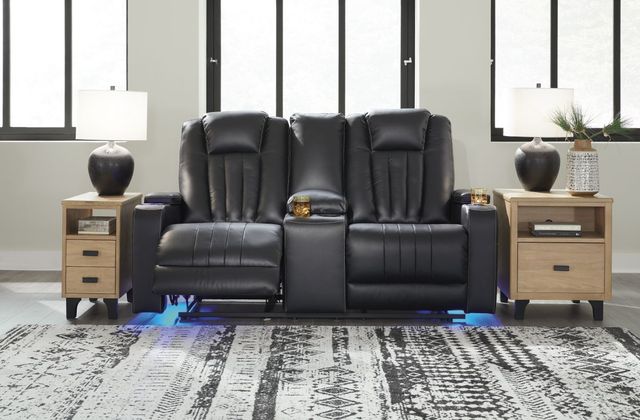 Signature Design by Ashley® Center Point Black Reclining Loveseat with Console-4